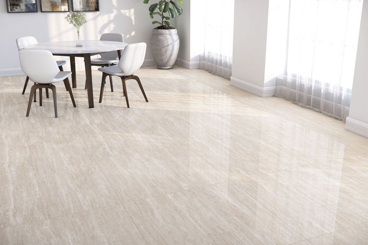 polished porcelain tiles eliane travertine-classico-po-90x90cm marble effect